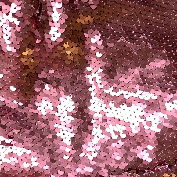 GLAMOROUS Metallic Rose Gold Sequin Peplum Pink Mini Skirt - Picture 6 of 10